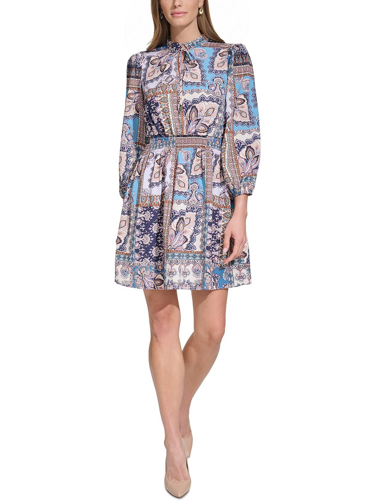 

Женское короткое мини-платье с завязкой на шее Vince Camuto, синий