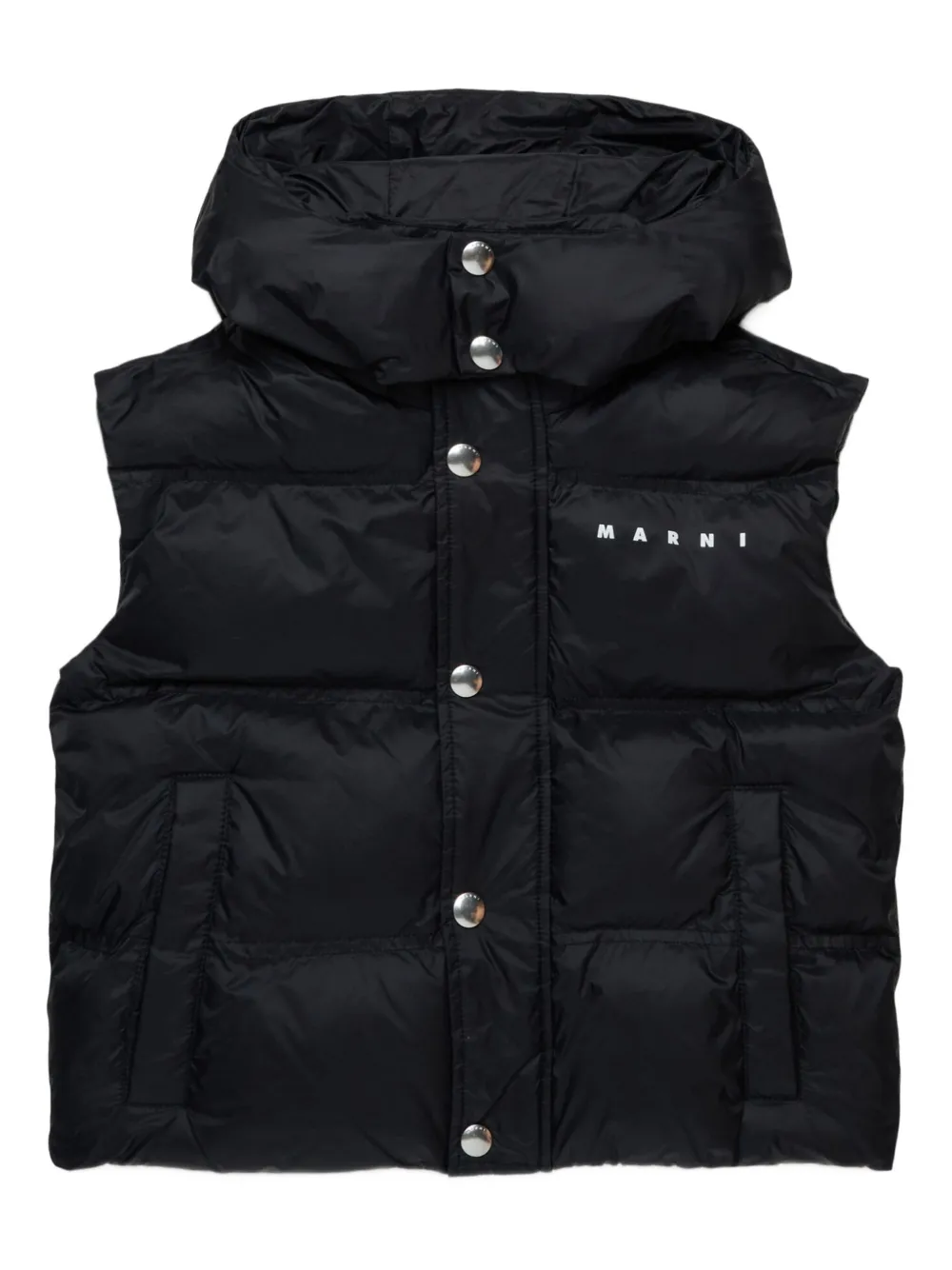 

Дутый жилет с логотипом Marni Kids, черный