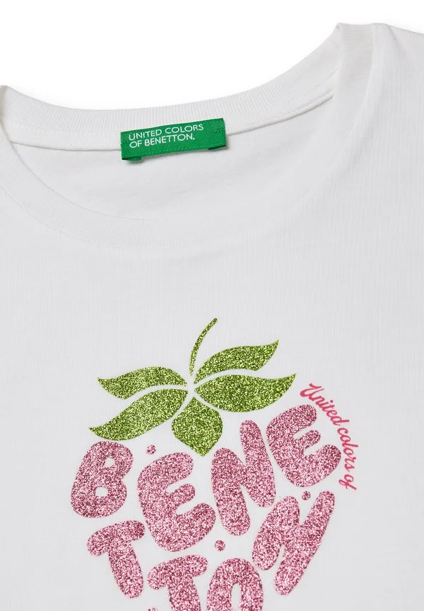 Футболка с блестящим принтом United Colors Of Benetton, White — фото 3