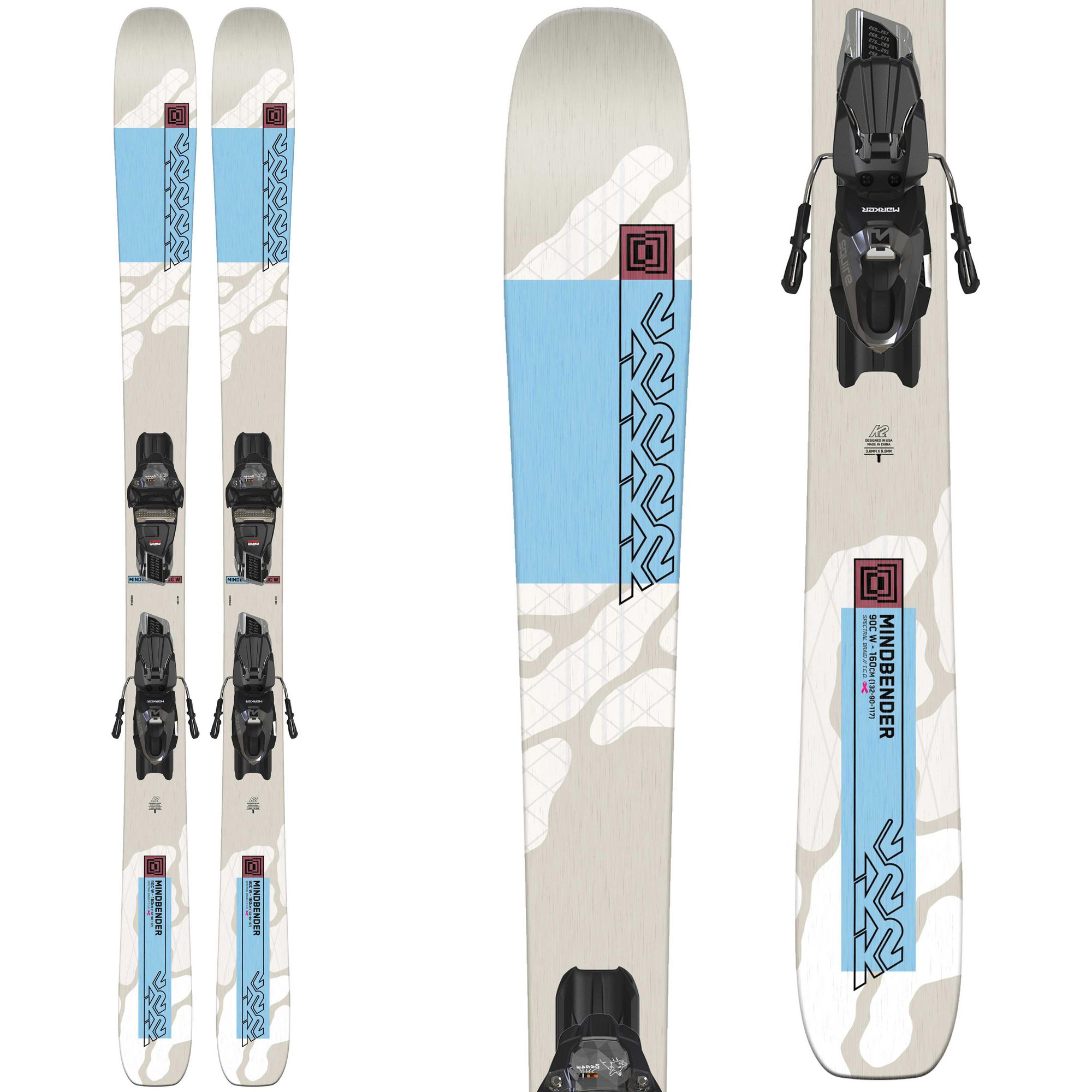 

Женские лыжи Mindbender 90C W с креплениями Marker Squire 10 K2 Skis, One Color
