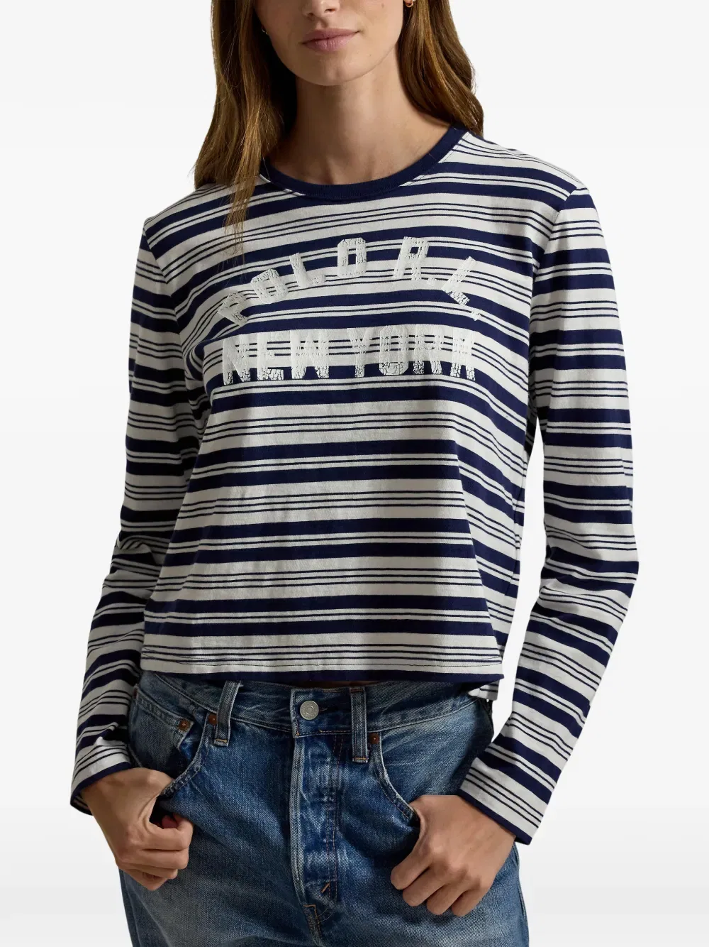 Футболка в полоску с логотипом Polo Ralph Lauren, синий — фото 3