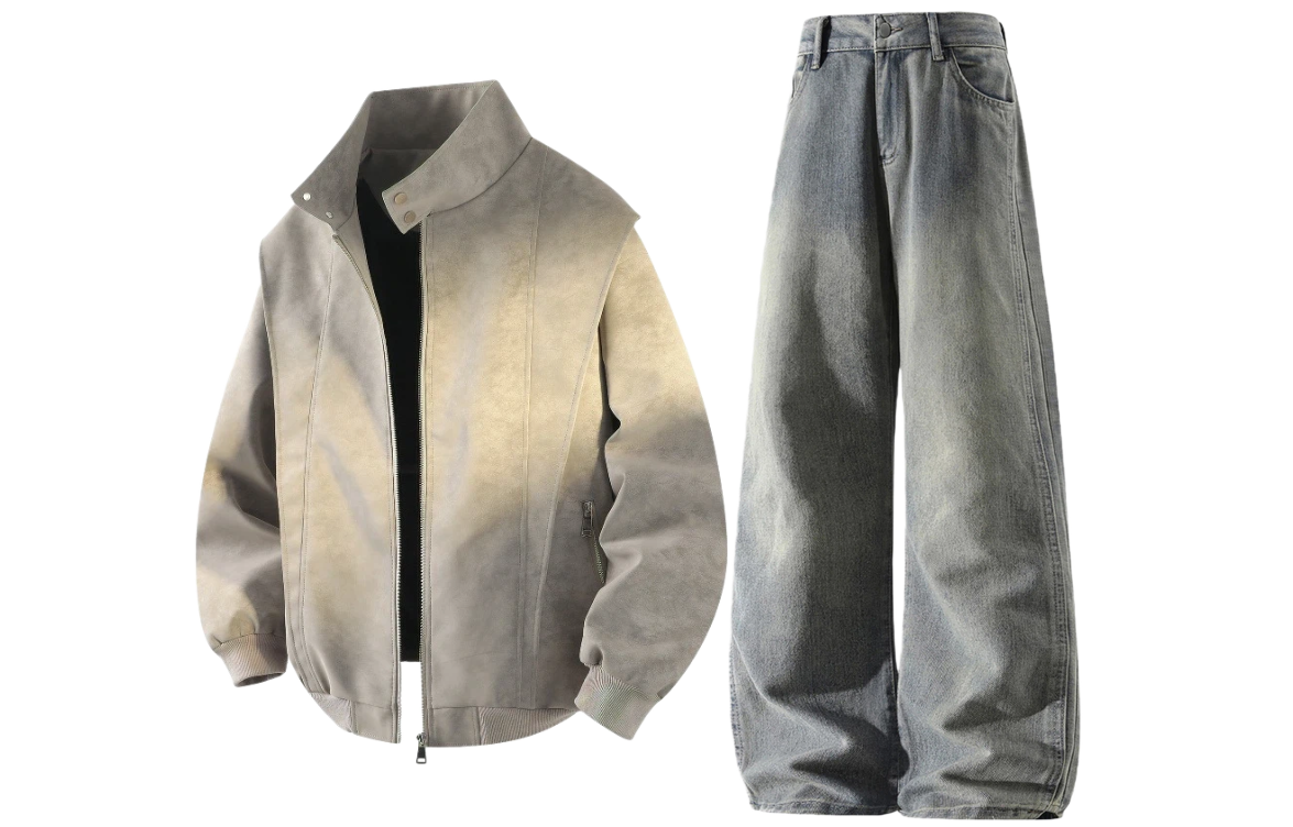 

Повседневная спортивная одежда Unisex с воротником стойкой умеренная X1617, серый jacket+желтый mud pants