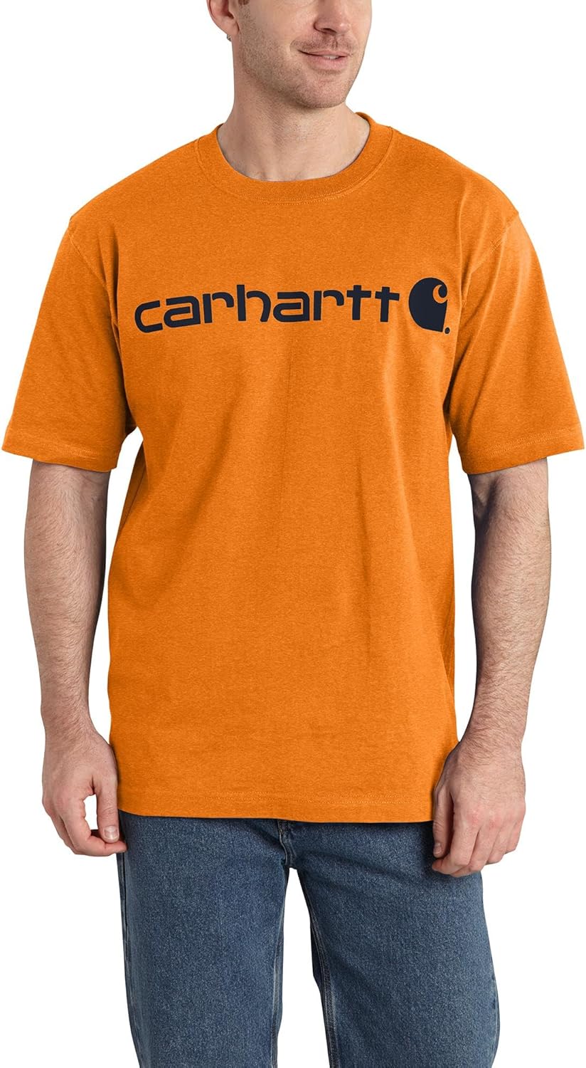 

Мужская футболка Carhartt с коротким рукавом и большим фирменным логотипом, Marmalade Heather