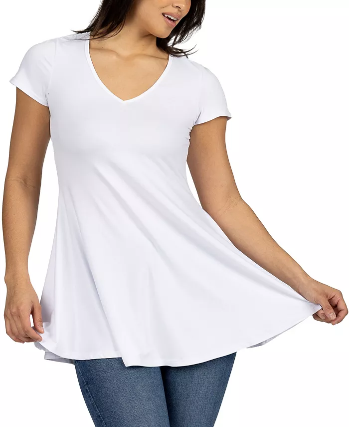 

Женская туника свободного кроя с короткими рукавами 24seven Comfort Apparel, белый
