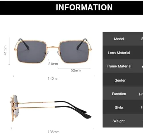 

Классические солнцезащитные очки в прямоугольной оправе для женщин и мужчин, с градиентным переходом цвета, винтажные очки для вождения MTZJH, Gold Brown