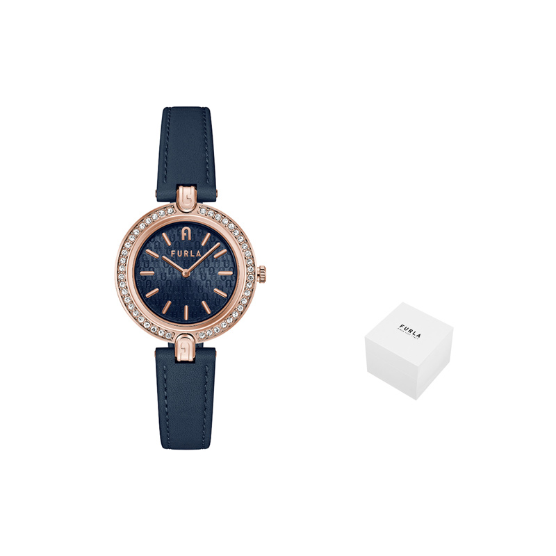 

Furla Часы Wrist Watch Quartz Movement Genuine Leather Strap 34mm Blue Dial Women's Watch, Wave Blue
