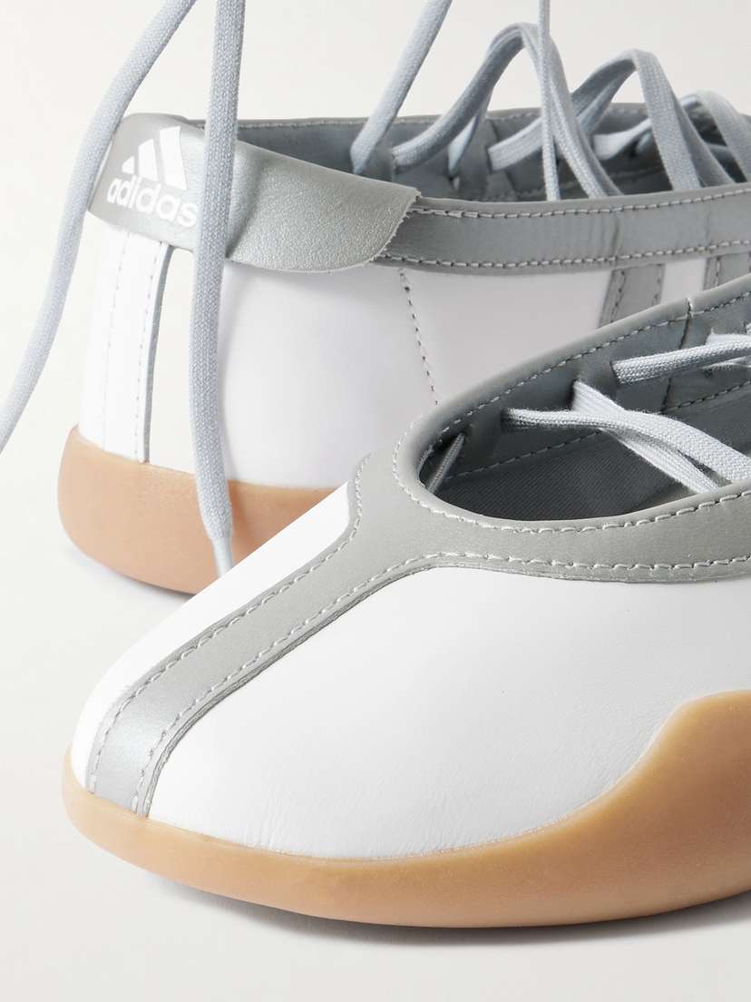 Кроссовки балетки Taekwondo mei с металлической отделкой из кожи Adidas Originals, серебряный — фото 4