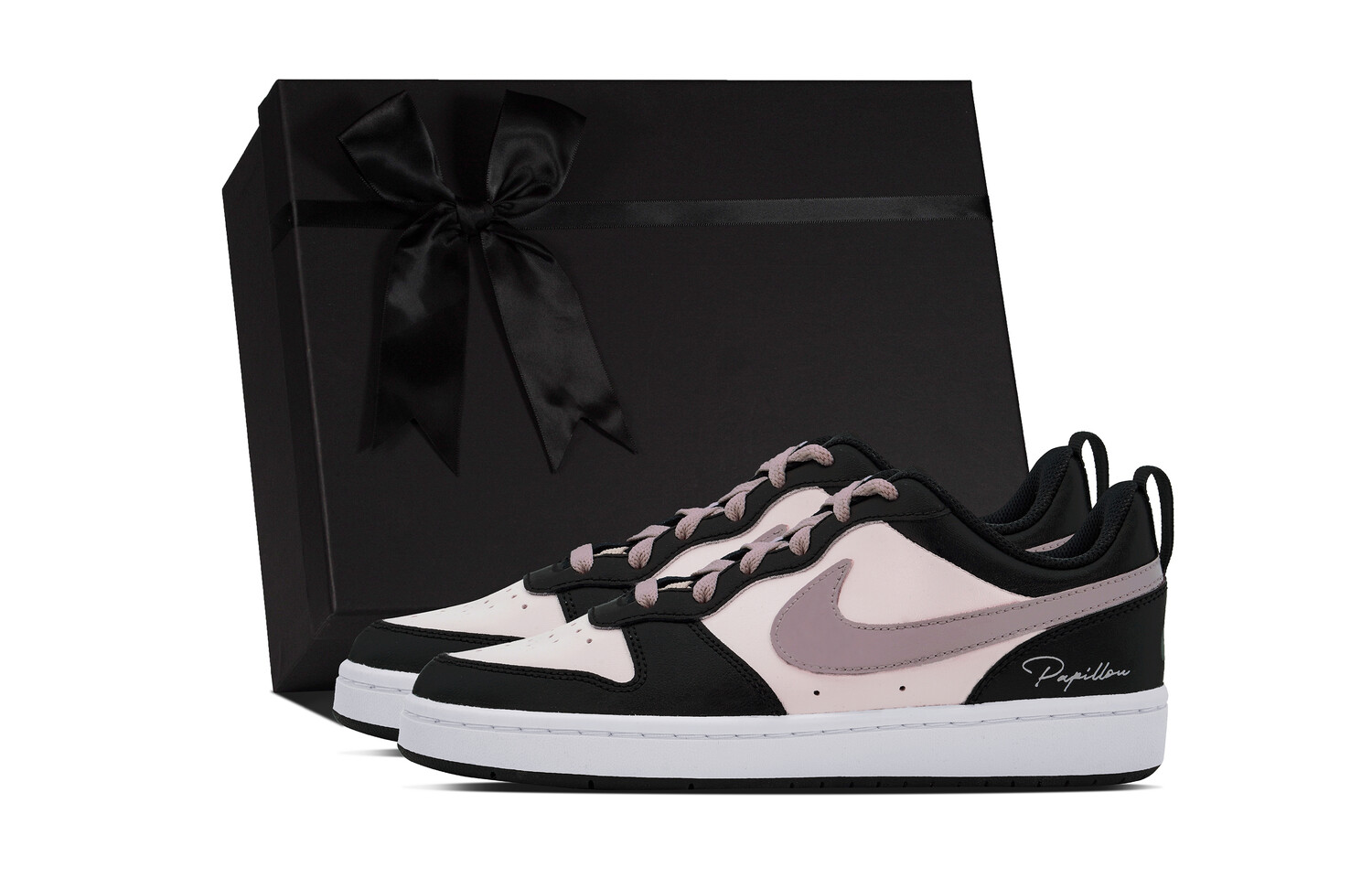 

Кроссовки Nike Court Borough Skateboarding Shoes Women's Low-top Black/pink/white, черный