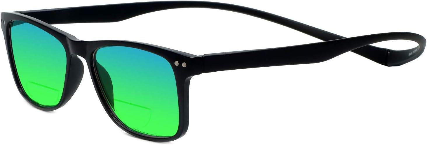 

Солнцезащитные очки Magz Astoria Classic Square с магнитной поляризацией, бифокальные, для мужчин и женщин, с застежкой-пряжкой для чтения, Matte Black Frame/Green Mirror Lens