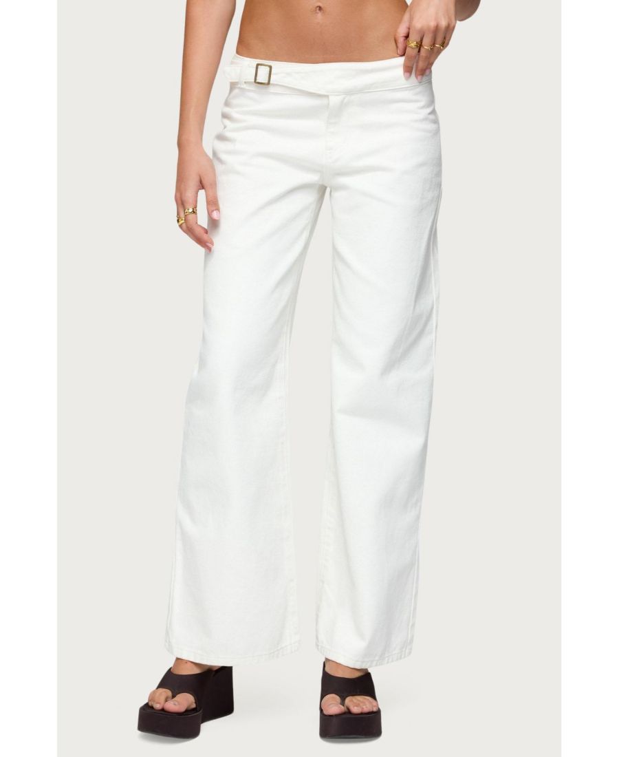 

Женские брюки прямого кроя с застежкой-пряжкой Edikted, White