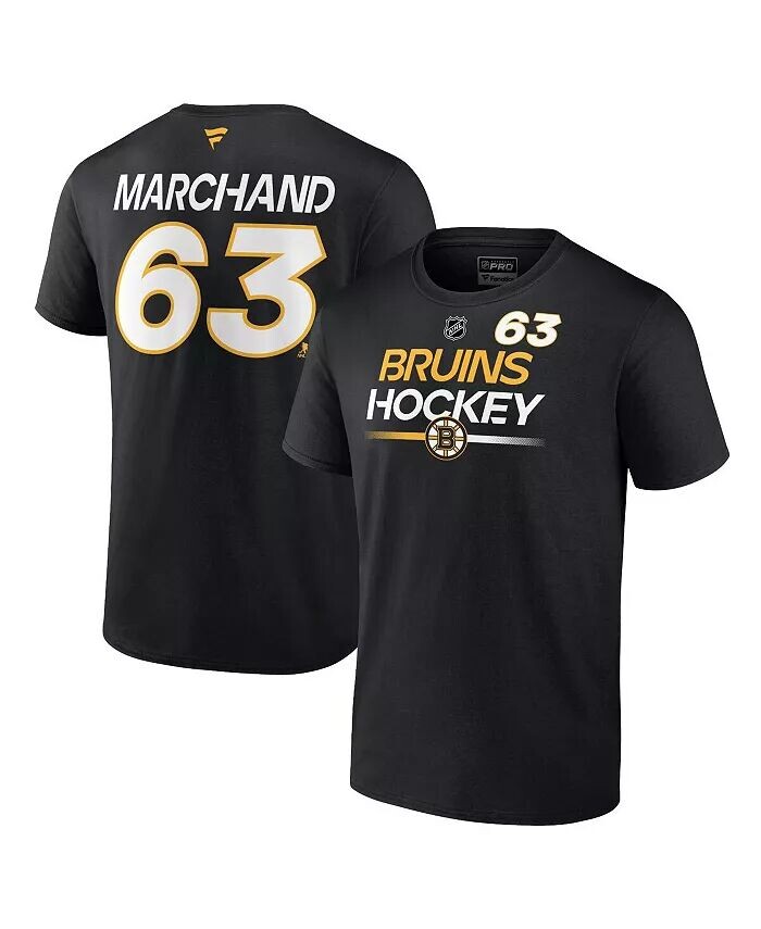 

Черная мужская футболка Brad Marchand Boston Bruins Authentic Pro Prime с именем и номером Fanatics, черный