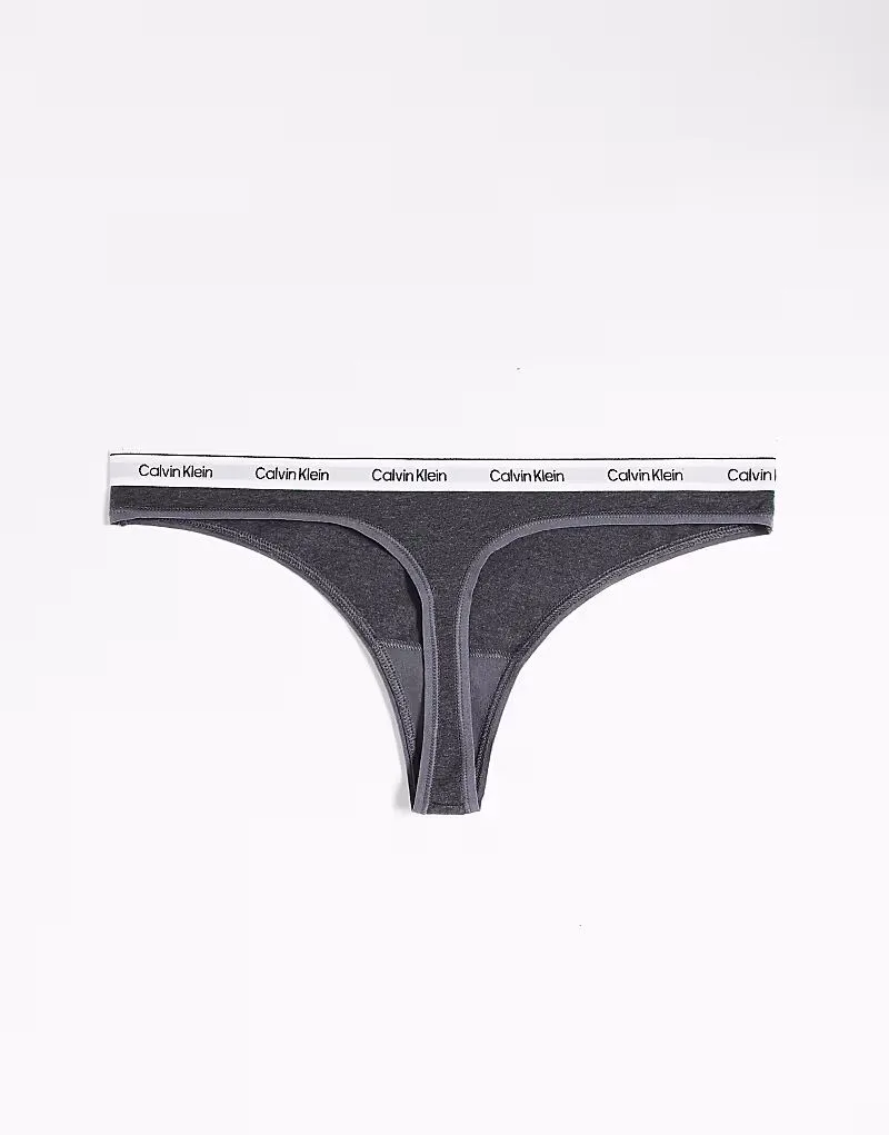 Трусики-стринги Calvin Klein Icon Logo, 3 штуки в сером, красном и розовом цветах — фото 3