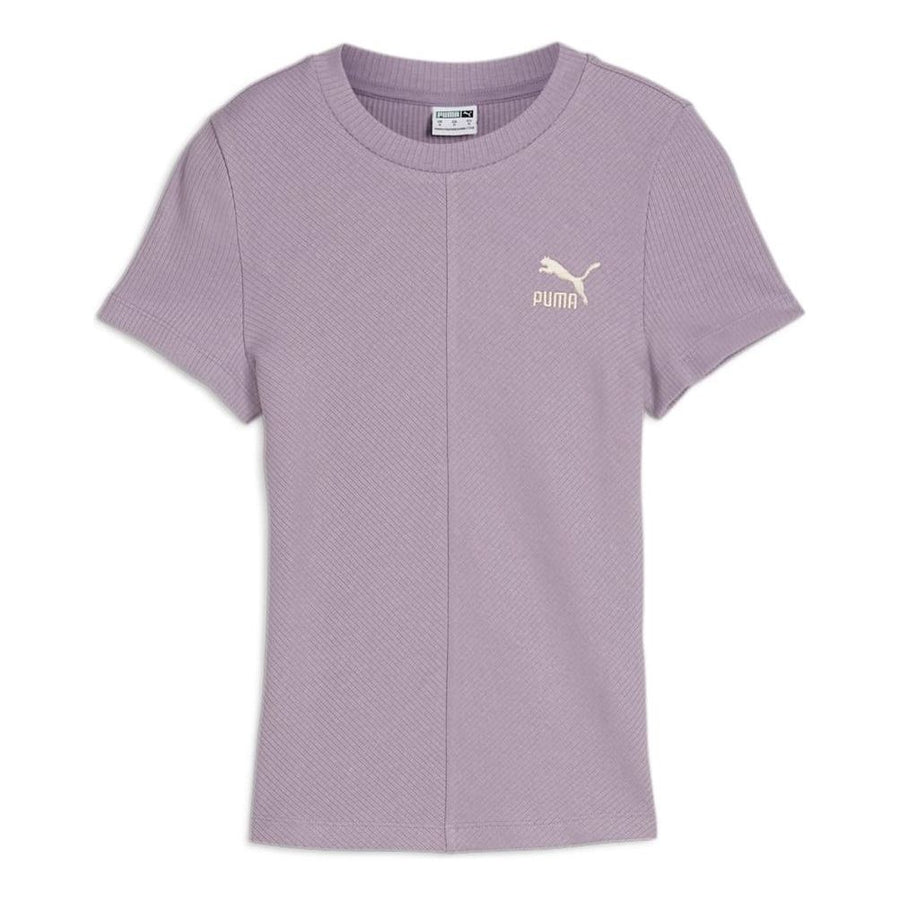

Футболка (WMNS) PUMA Classics Ribbed Slim T-Shirt 'Pale Plum', фиолетовый