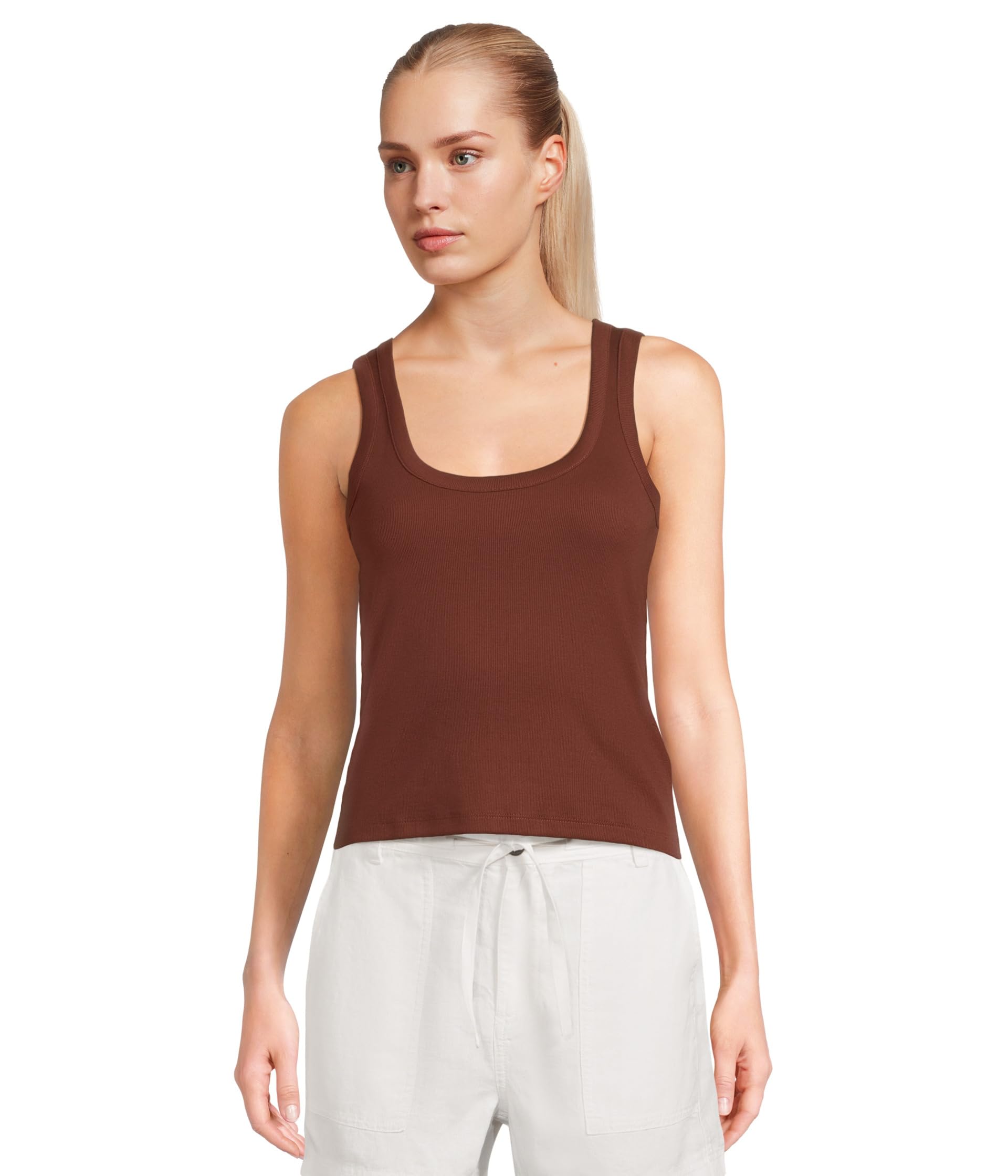

Топ Madewell Generative Cotton Ribbed Scoop Neck Tank, Henna