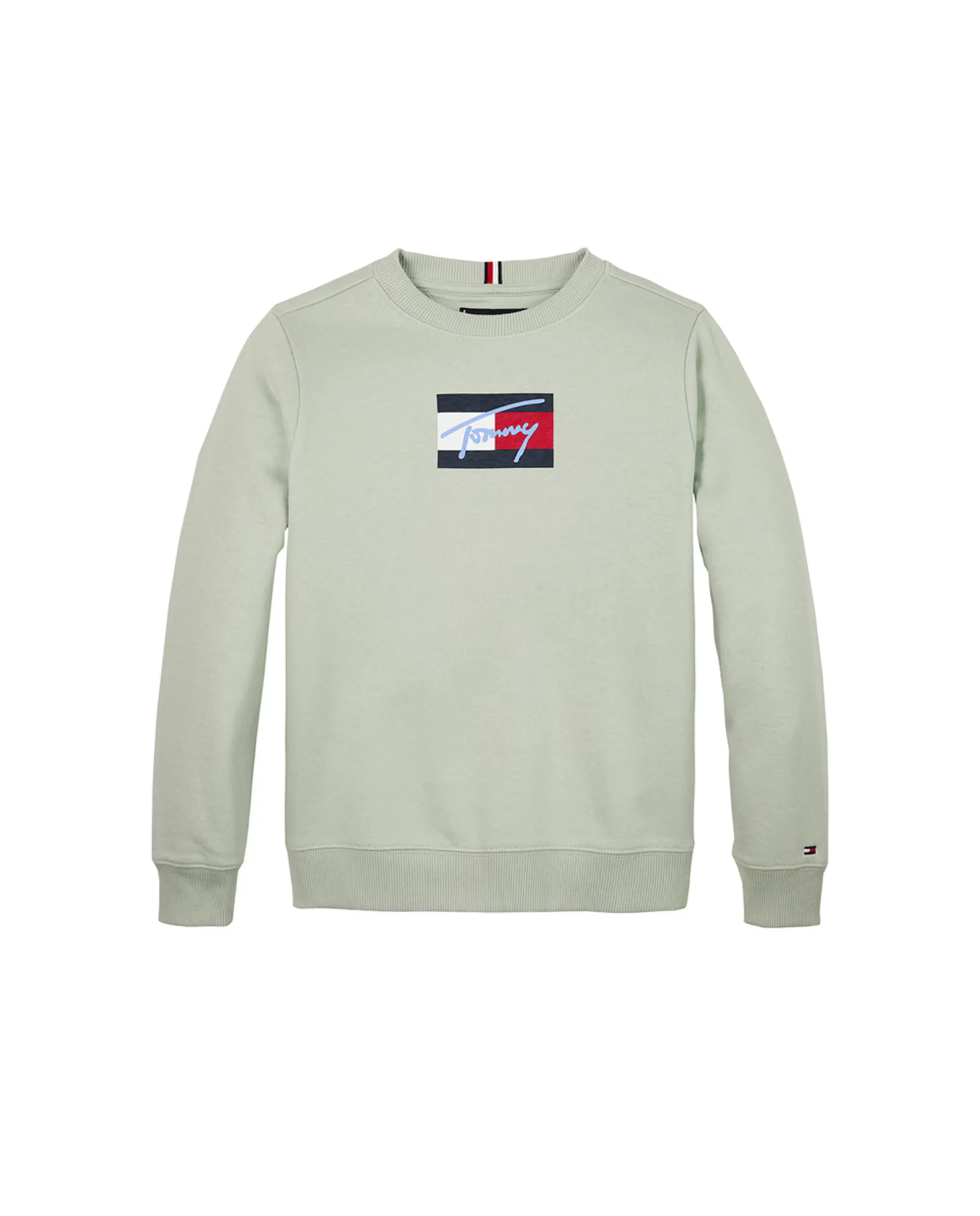 

Детский свитшот с круглым вырезом и логотипом спереди Tommy Hilfiger, зеленый