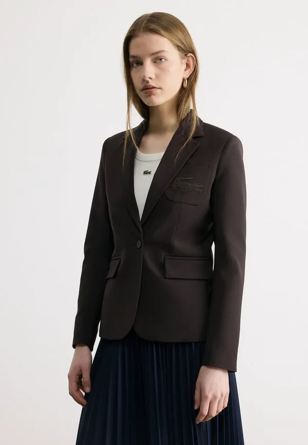 Блейзер Lacoste Dark Brown, приталенный крой, коричневый