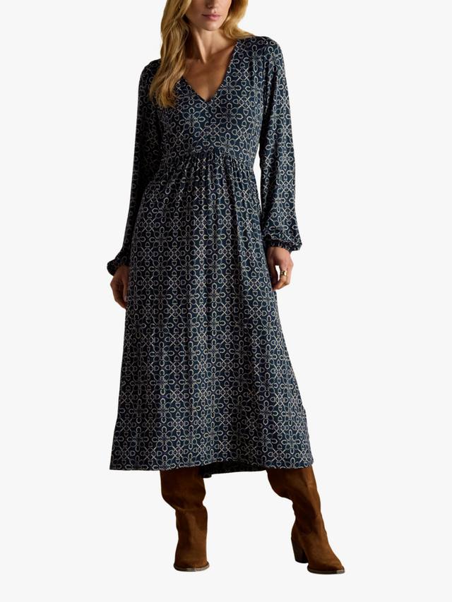 

Платье миди с принтом "бридл" Joules, Navy Bridle