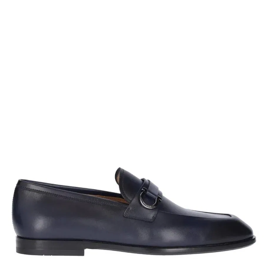 Кожаные лоферы Ferragamo Gancini с пряжкой Salvatore Ferragamo, синий