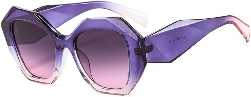 

Ретро-солнцезащитные очки большого размера неправильной формы для женщин, модные очки-гелевые очки, солнцезащитные очки с градиентной защитой от УФ-излучения для мужчин UUPTTPL, Purple Gray Pink