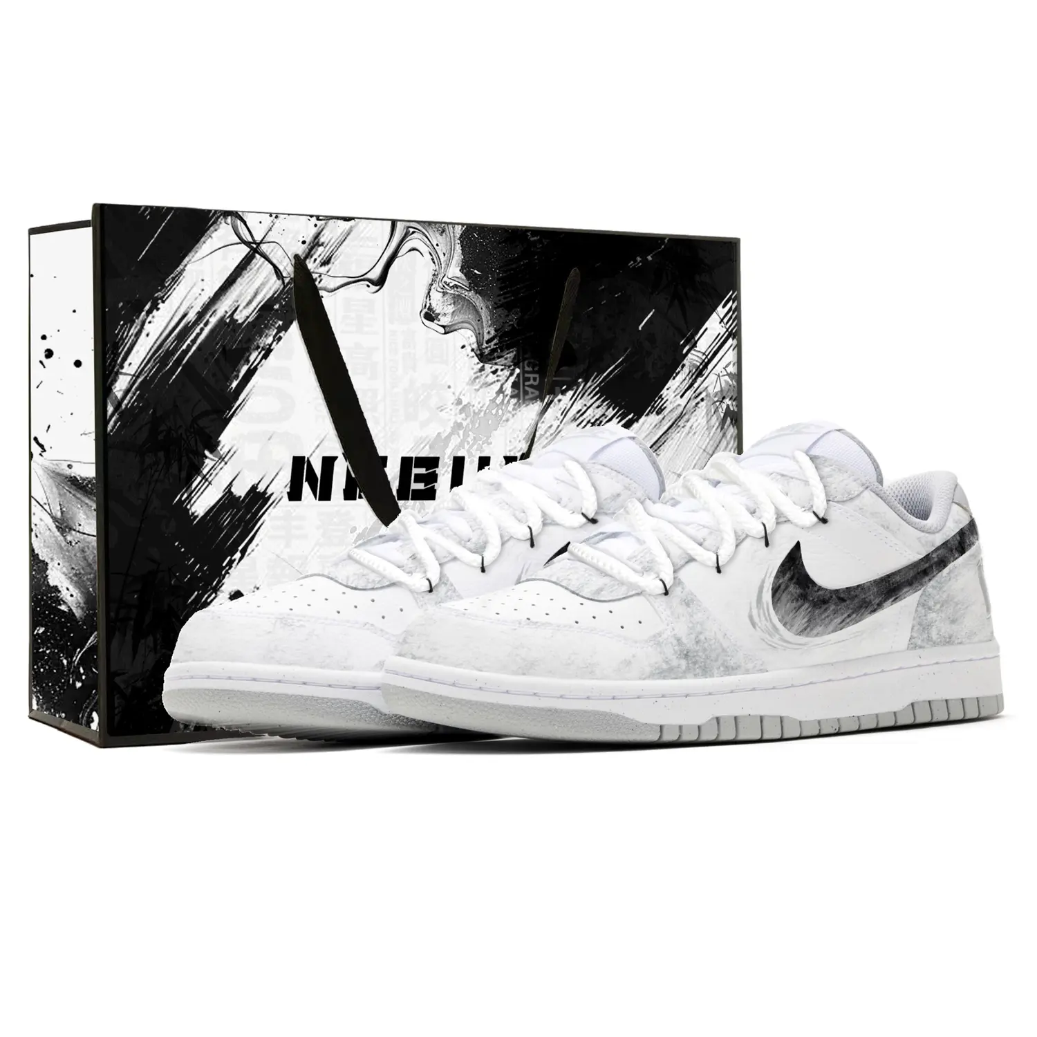 

Кроссовки Dunk Misty Shadow, Shopping Bag Height Increasing, устойчивые к истиранию и скольжению, низкие, для скейтбординга, мужские Nike, белый серый (shopping bag)