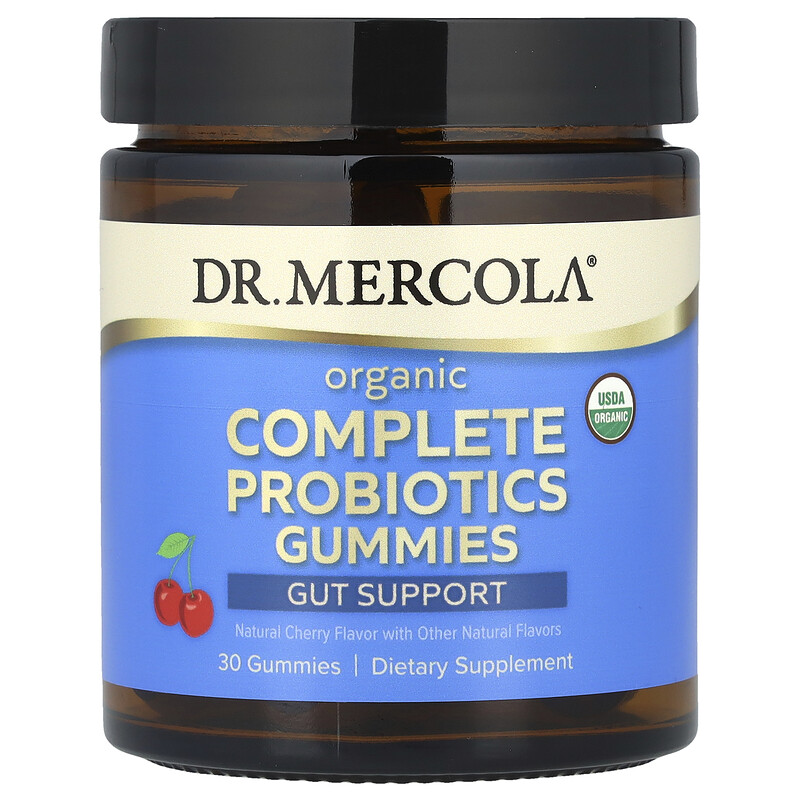 

Dr. Mercola, Органические жевательные мармеладки с полным комплексом пробиотиков, натуральная вишня, 5 млрд КОЕ, 30 жевательных таблеток