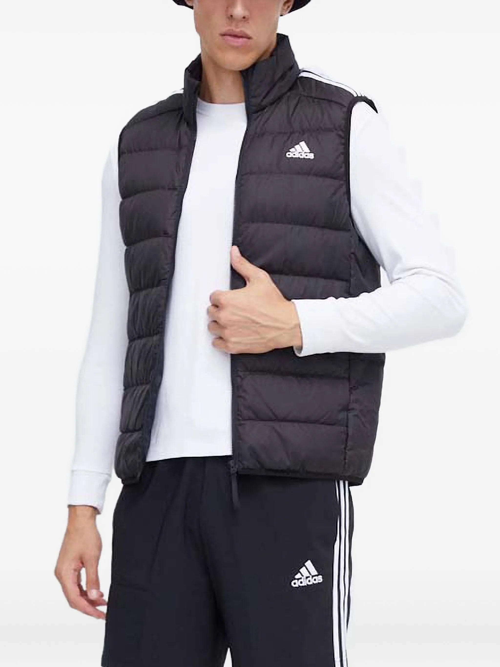 

Дутый жилет с полосками Adidas, черный