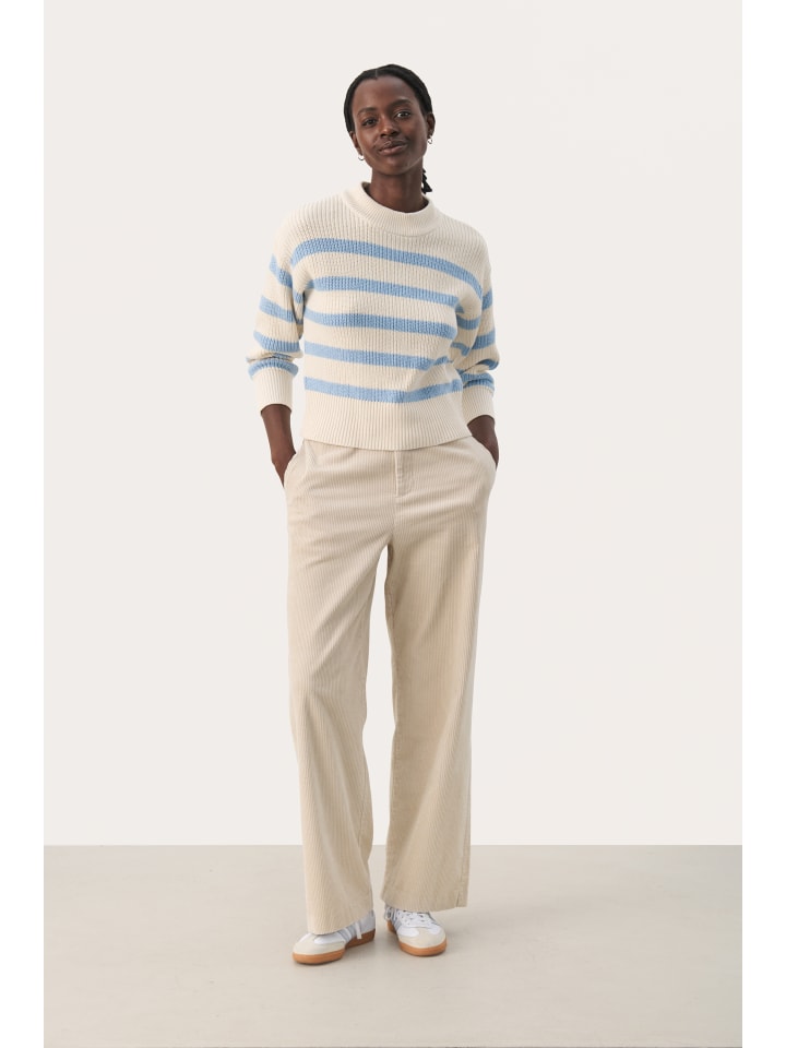 

Свободный трикотажный свитер RetaPW из мягкой ткани шамбре в полоску PART TWO