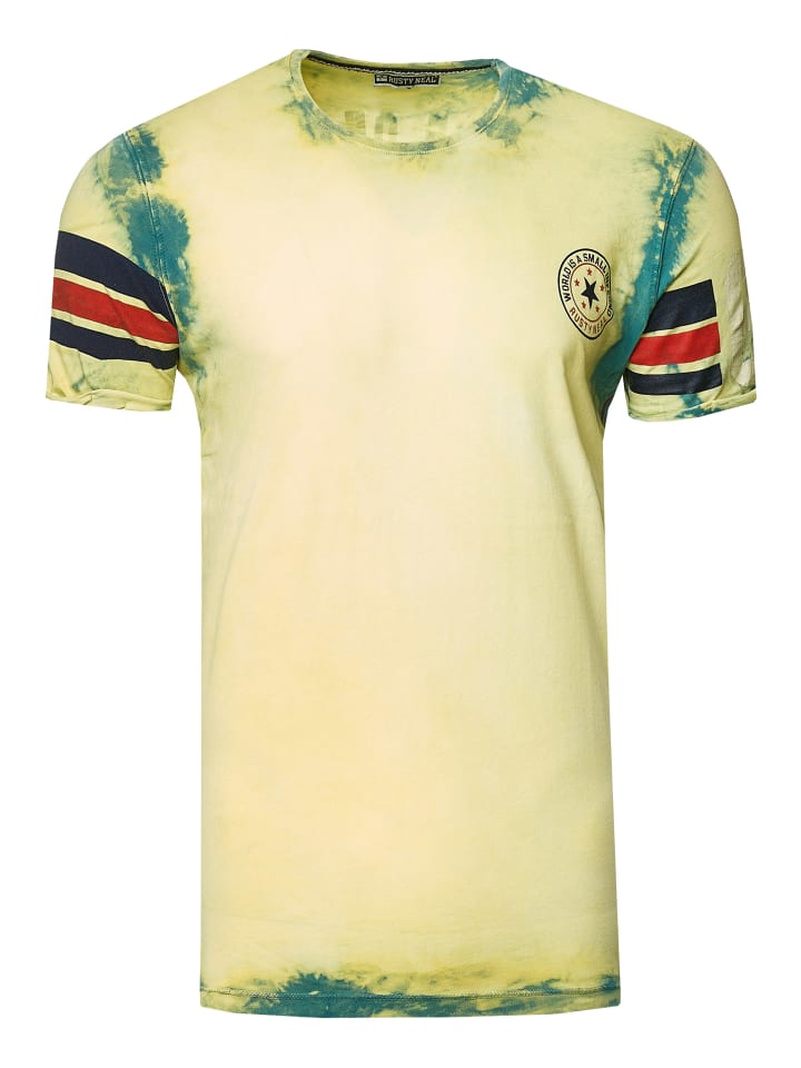 

Винтажная студенческая футболка зеленого/желтого цвета Rusty Neal, Зеленый, Винтажная студенческая футболка зеленого/желтого цвета Rusty Neal