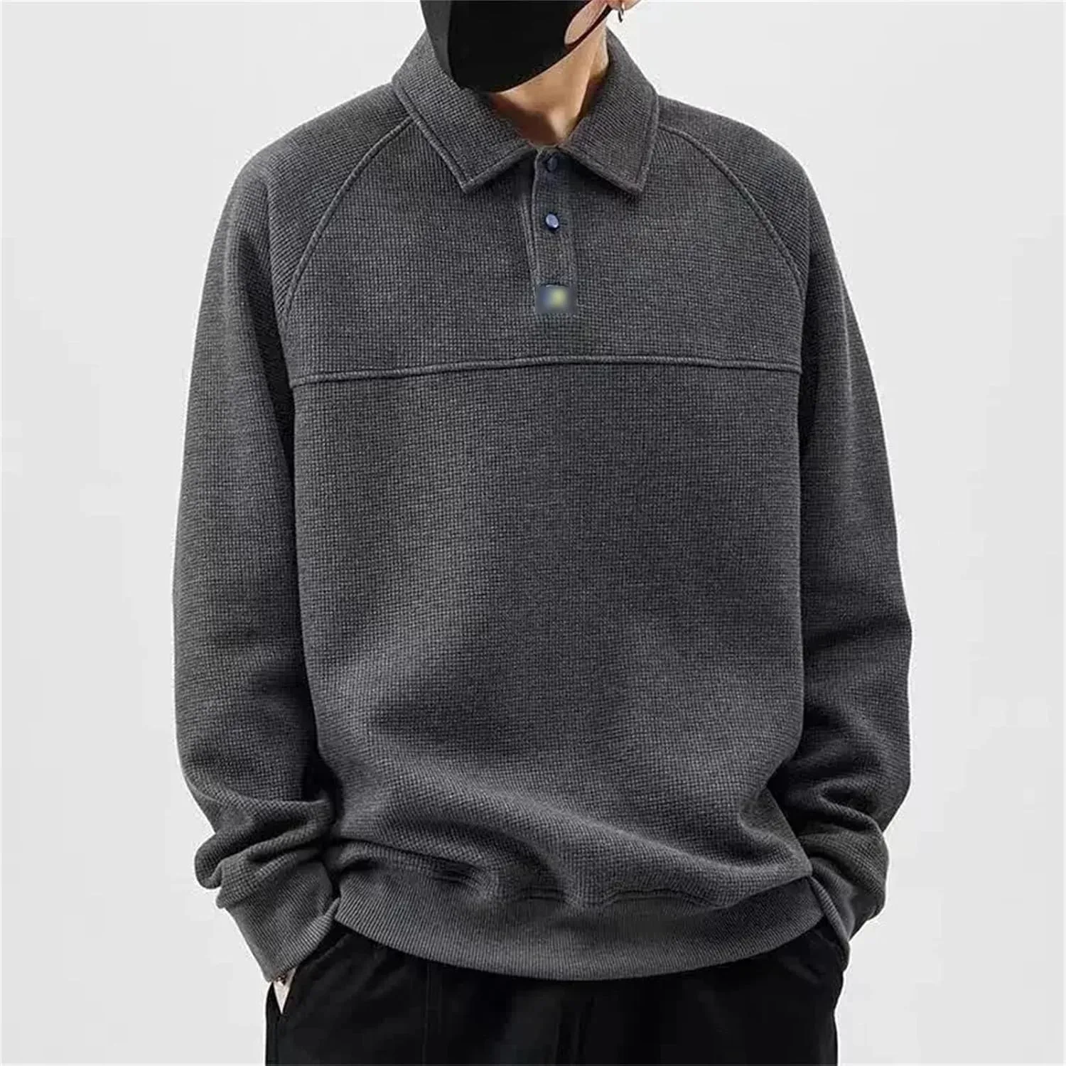 Мужской свитшот черный Loose Full-Sleeved — фото 3
