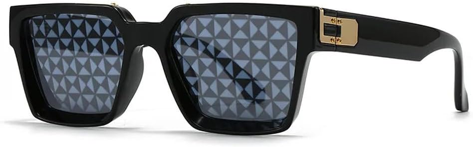 

Классические винтажные квадратные солнцезащитные очки с заклепками для женщин и мужчин, популярные роскошные солнцезащитные очки в стиле панк, очки для активного отдыха и вождения HYYZZC, Black Pattern