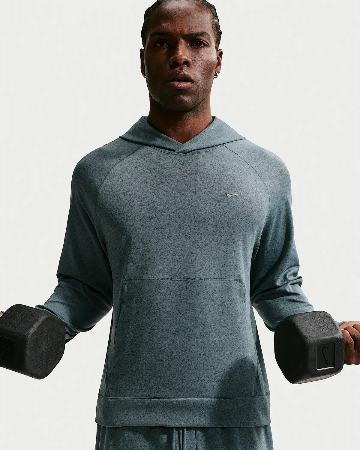 Мужская спортивная худи Nike Primary NanoKnit Dri-FIT с защитой от УФ, Mineral Slate/Black Spruce/Heather/Mineral Slate