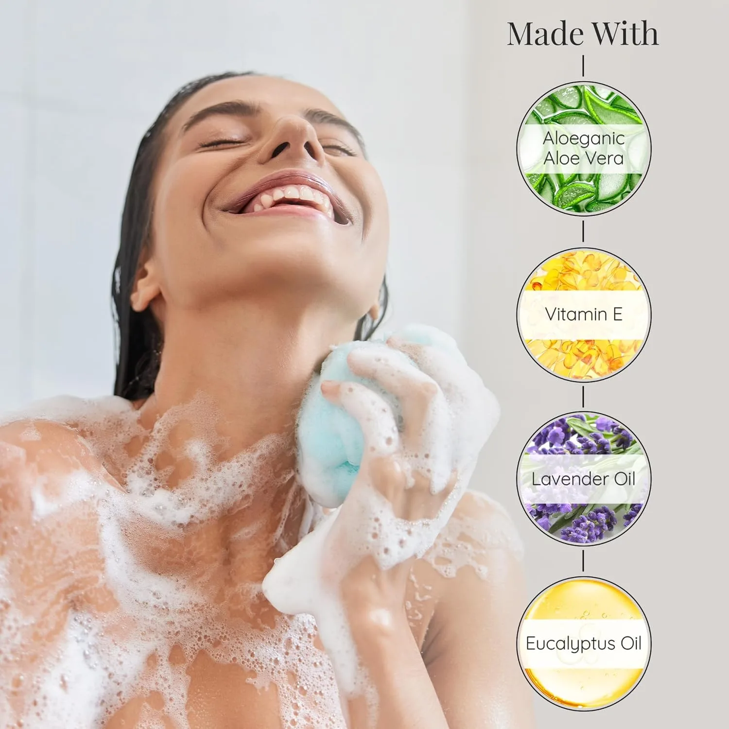 Aloette Lavender Body Wash, Rest & Restore - увлажняющий гель для душа для сухой кожи с натуральным алоэ вера и витамином Е, White — фото 3