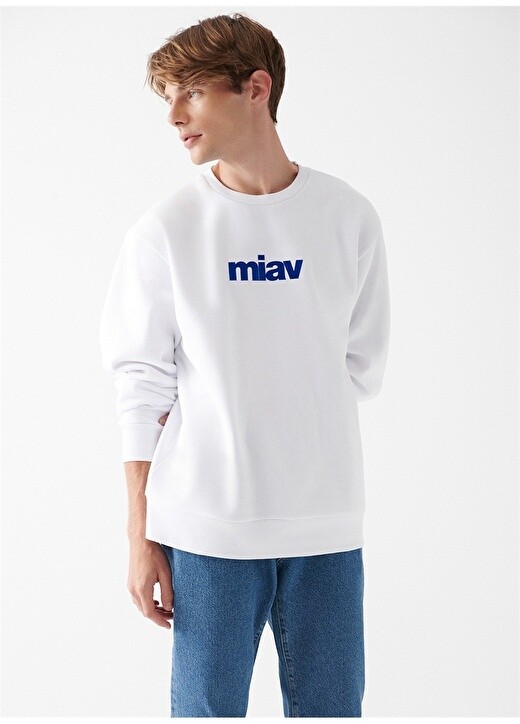 

Белый мужской свитшот с круглым вырезом Mavi