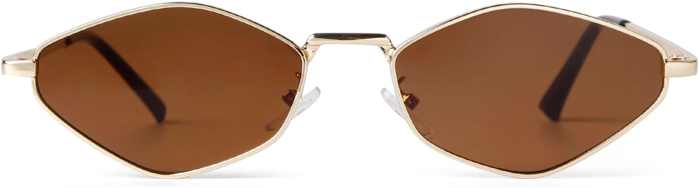 

JUDOO Модные металлические шестиугольные солнцезащитные очки для женщин и мужчин, золотистые, винтажные, узкие, неправильной формы, маленькие, ретро, ​​шестиугольные солнцезащитные очки, Gold Frame/Brown Lens