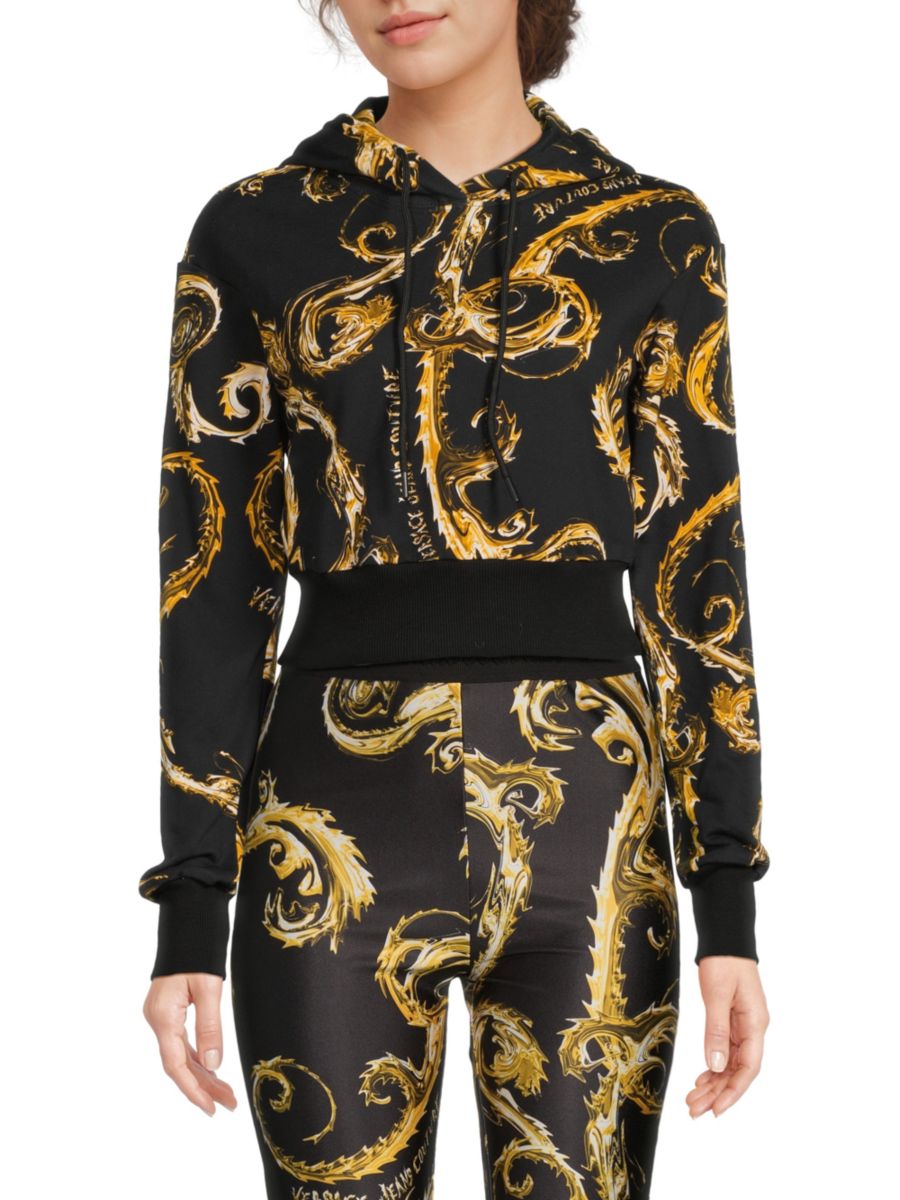 

Толстовка с принтом Барокко Versace Jeans Couture, цвет Black Gold