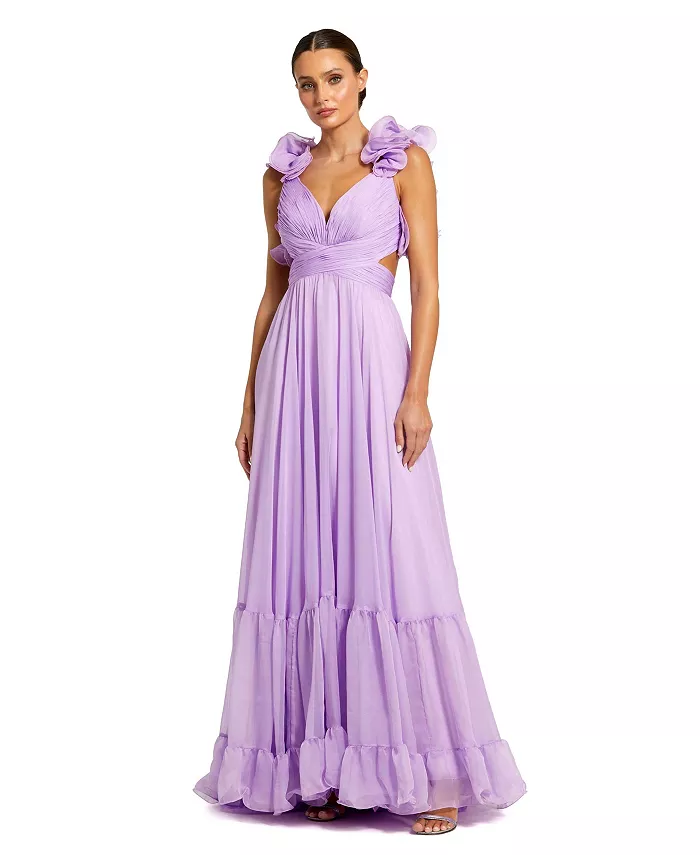 

Женское платье из шифона с рюшами, ярусное и с вырезами Mac Duggal, фиолетовый