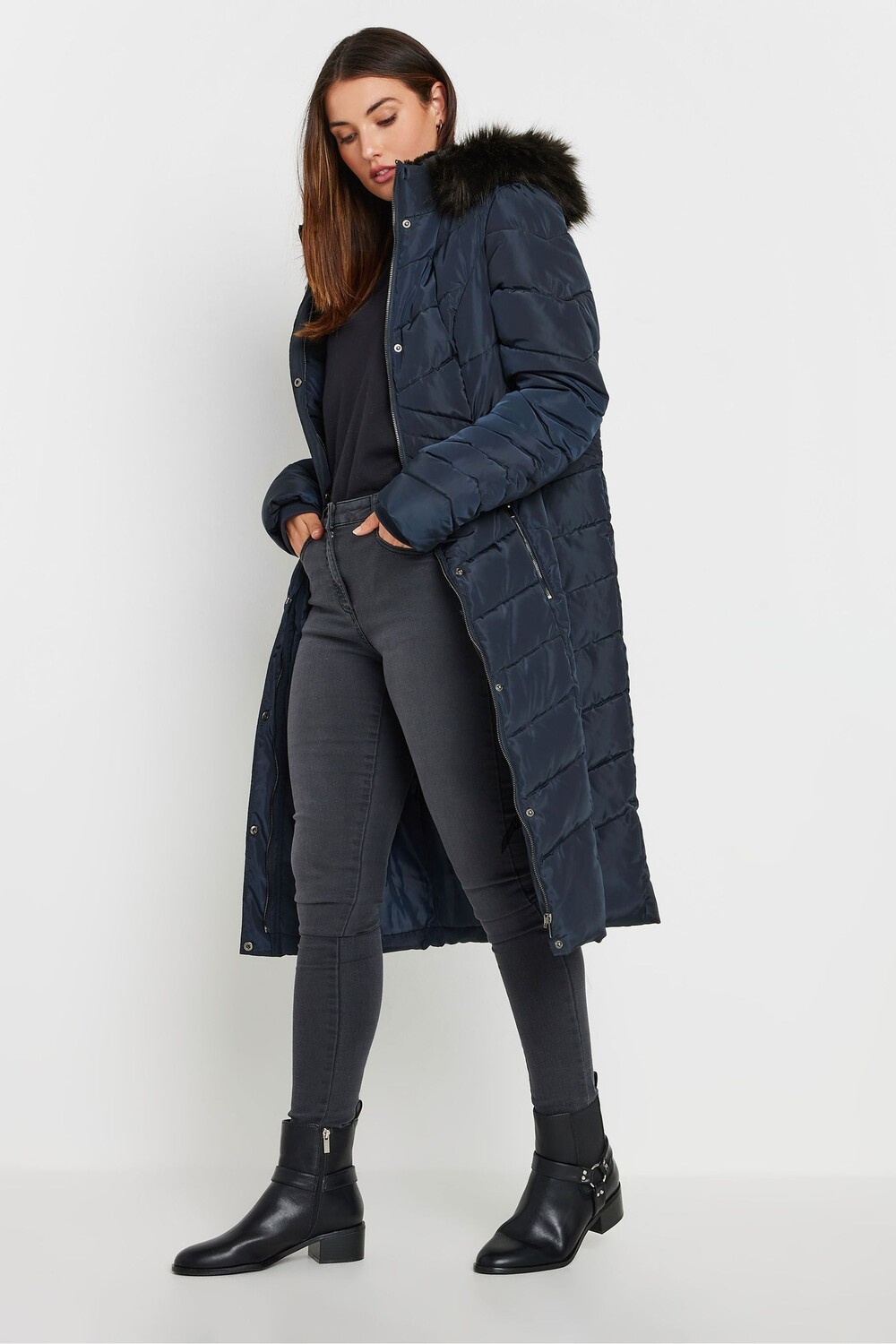 

Длинное стеганое пальто с шевронным узором Long Tall Sally, синий