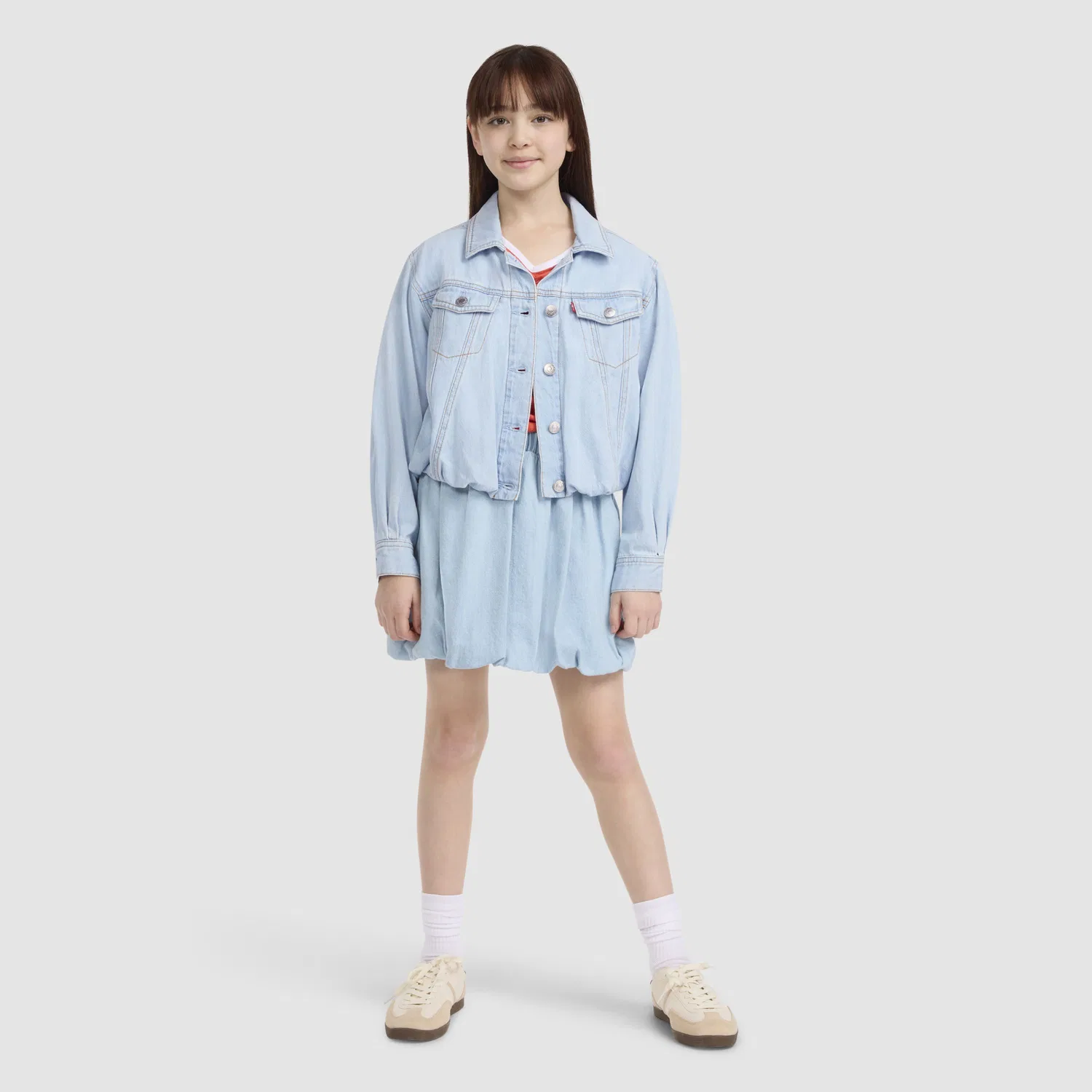 Джинсовая куртка-тракер Bubble Denim для девочек 7-16 лет Levi's, Light Wash — фото 3