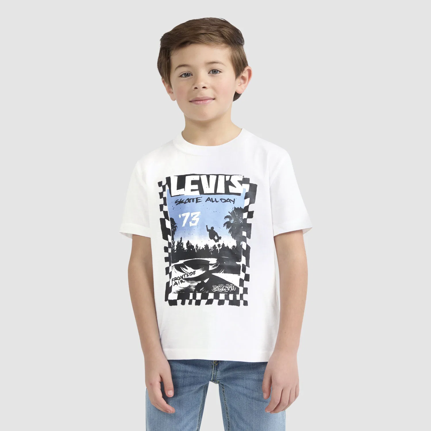 Футболка с коротким рукавом и графическим принтом «Catching Air» для мальчиков 4-7 лет Levi's, Bright White