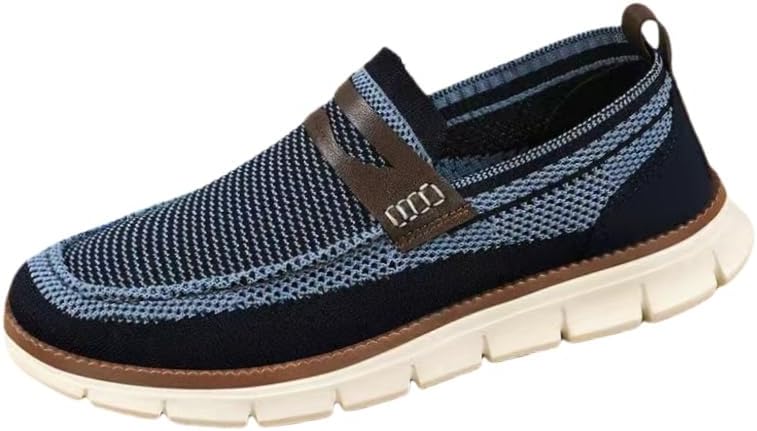 

Дышащие мужские повседневные кроссовки из вязаной сетки - мягкая подошва, легкие. Мужские спортивные туфли больших размеров. Подходят для ежедневного отдыха на открытом воздухе, прогулок и вождения Clolinde, синий