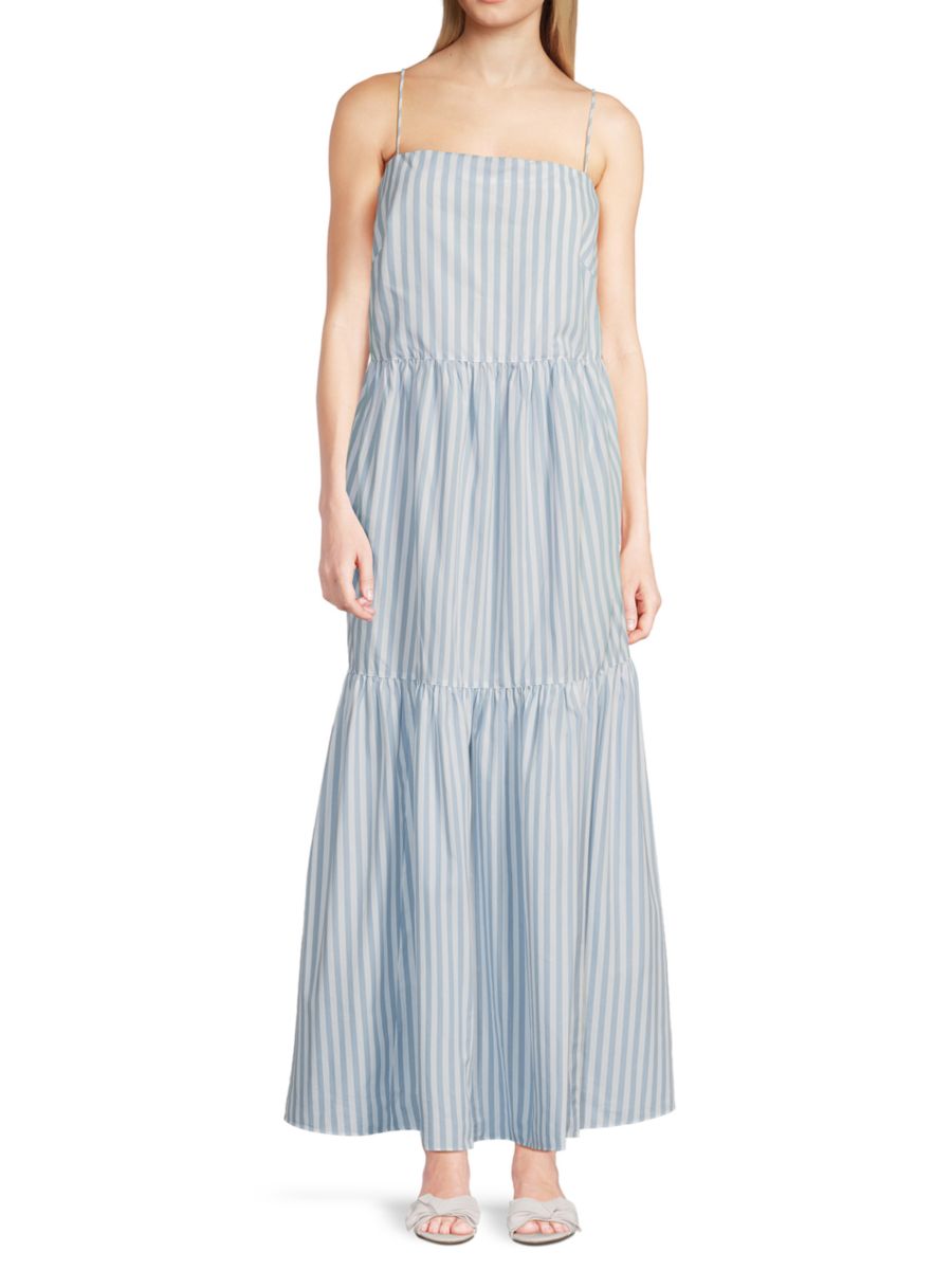 

Платье макси из хлопка в полоску rag & bone, цвет Light Blue Stripe