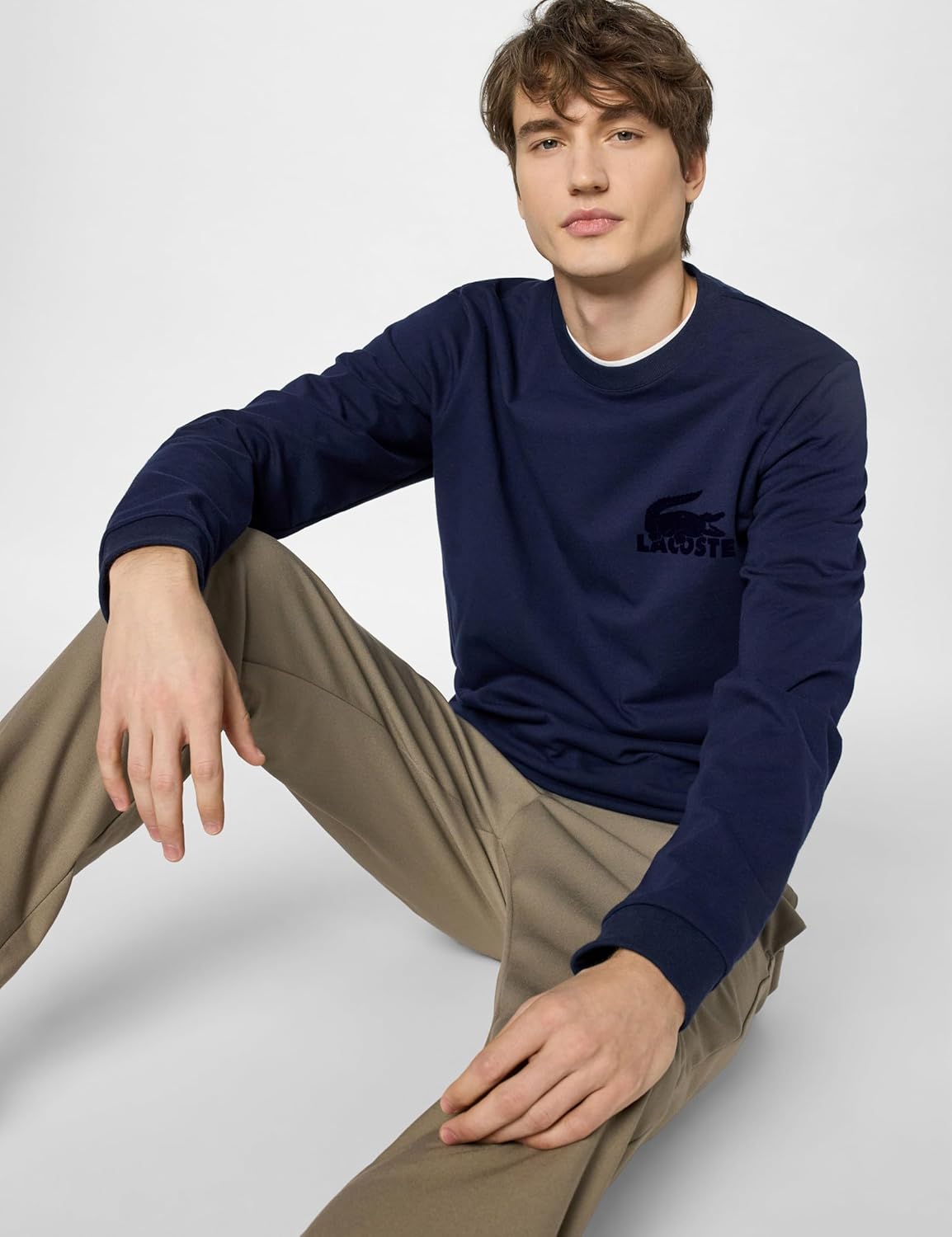 Lacoste мужская толстовка из хлопкового флиса для дома, Navy Blue — фото 2