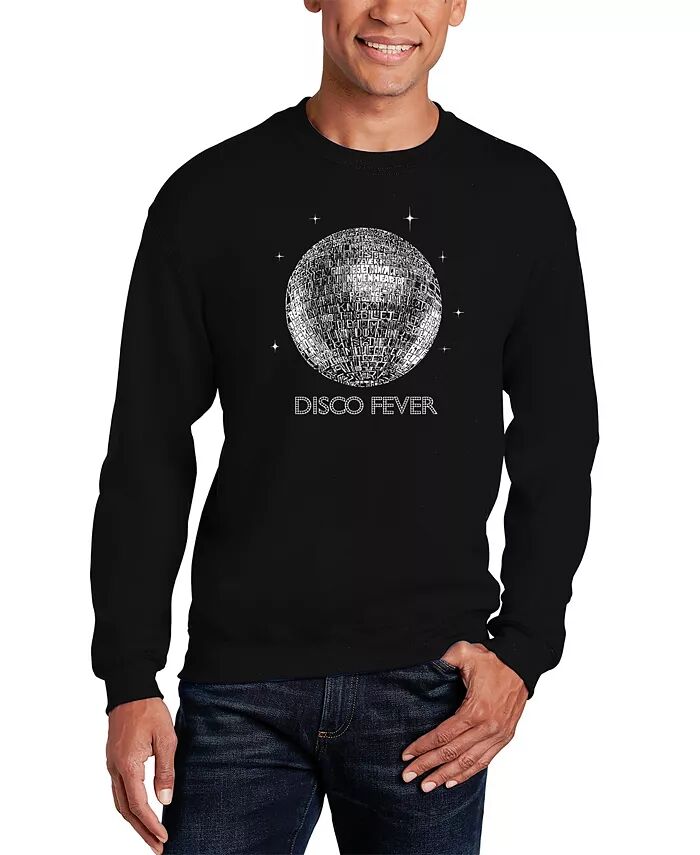 

Мужская толстовка с круглым вырезом Disco Ball Word Art LA Pop Art, черный