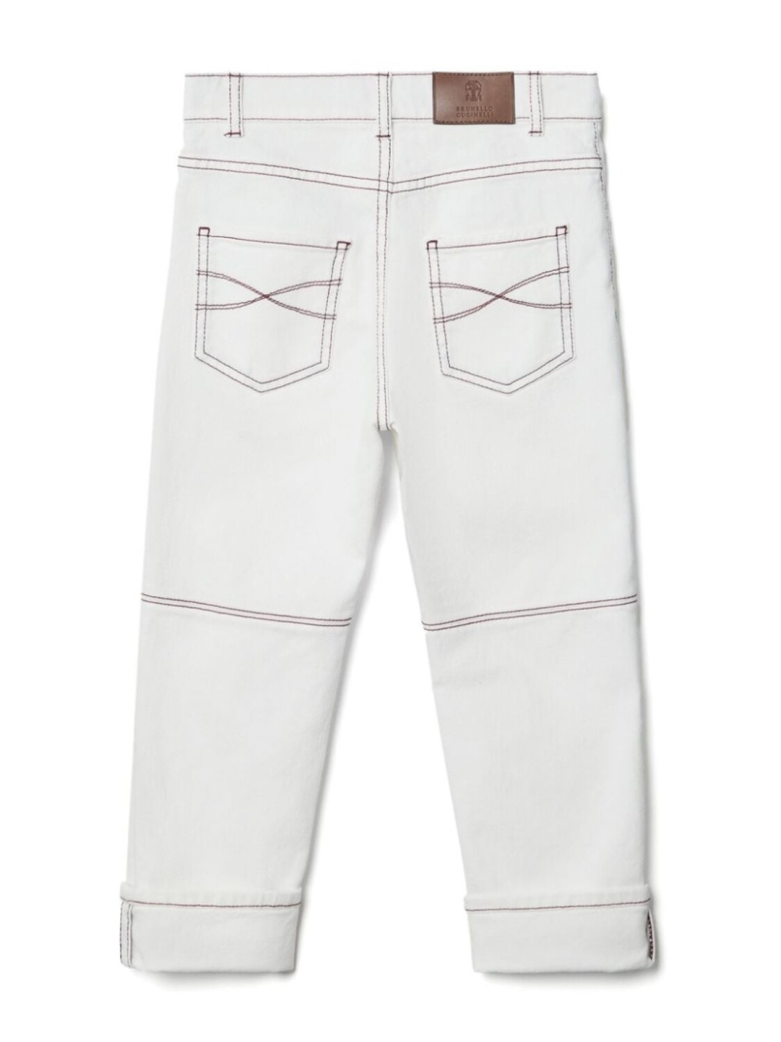 Brunello Cucinelli Kids джинсы прямого кроя с декоративной строчкой, белый — фото 2