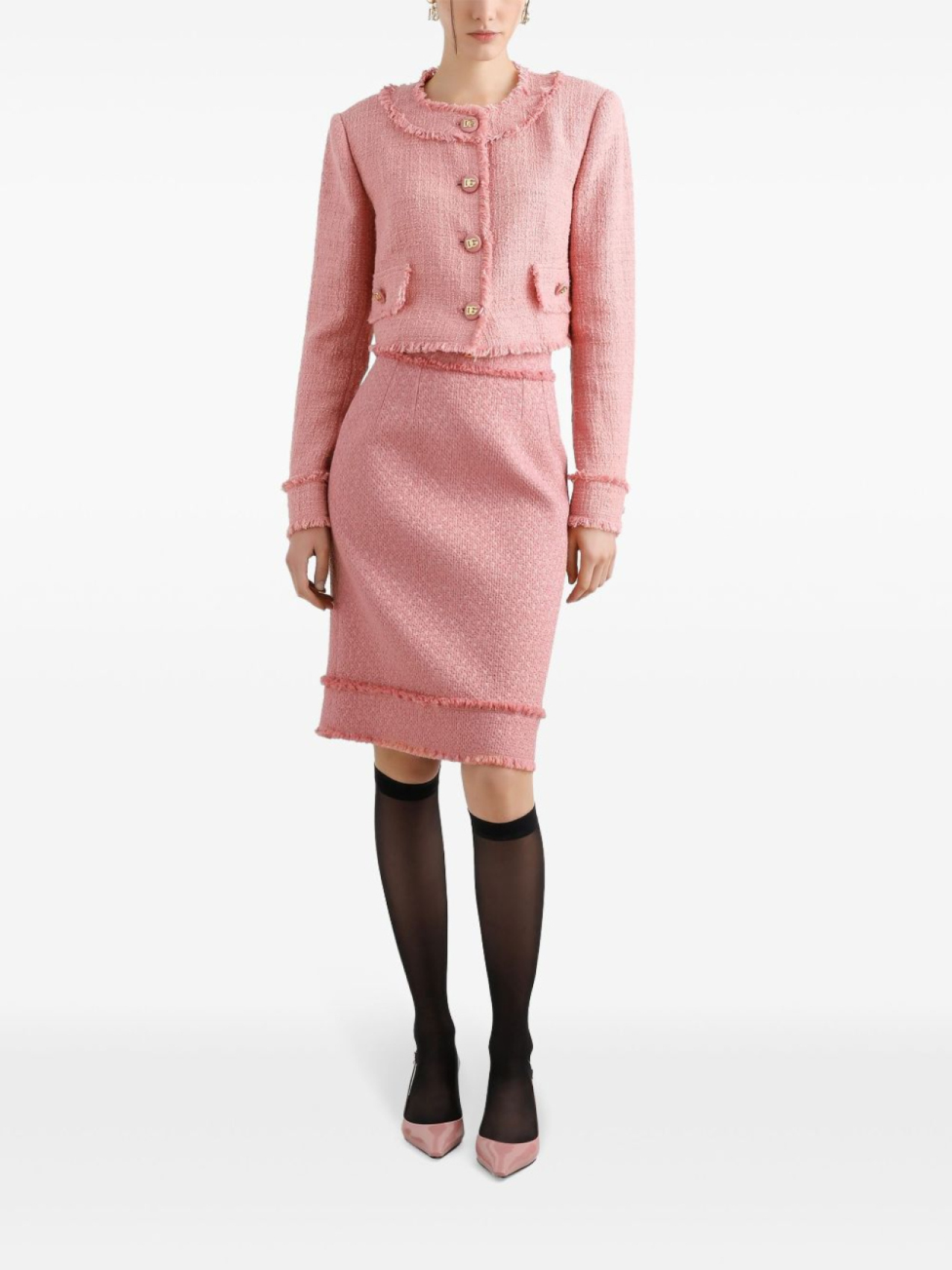 Dolce & Gabbana твидовая куртка, розовый — фото 2
