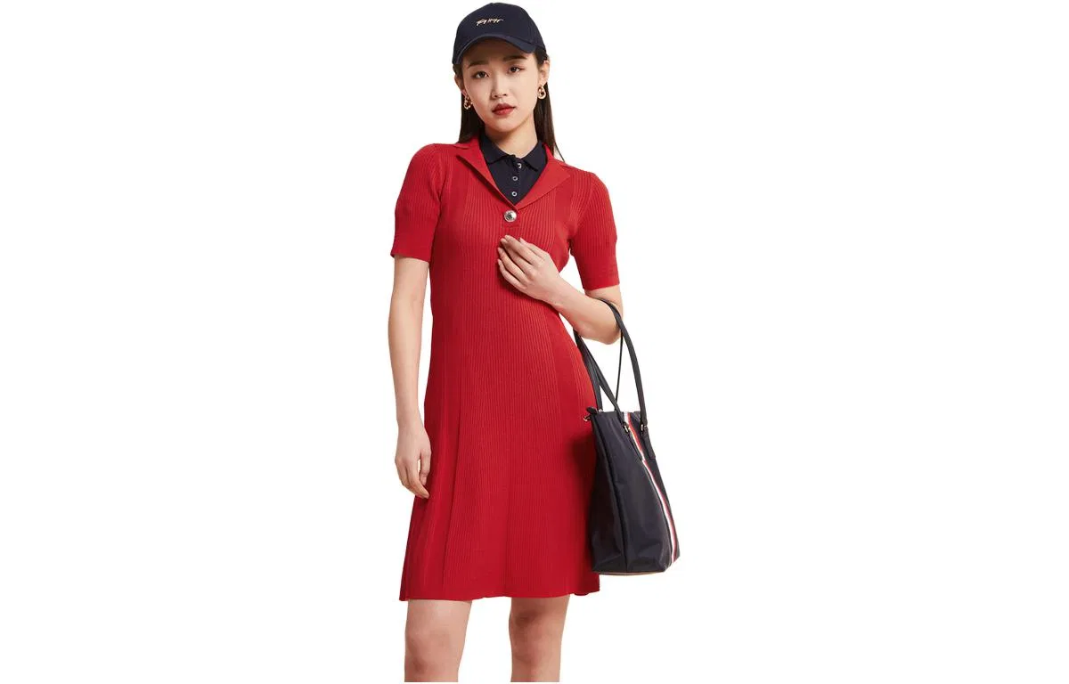 Платье с коротким рукавом красное Tommy Hilfiger