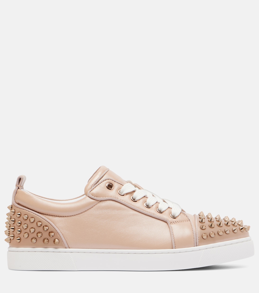 Кожаные кроссовки Louise Junior Spikes Christian Louboutin, Leche/Leche — фото 4