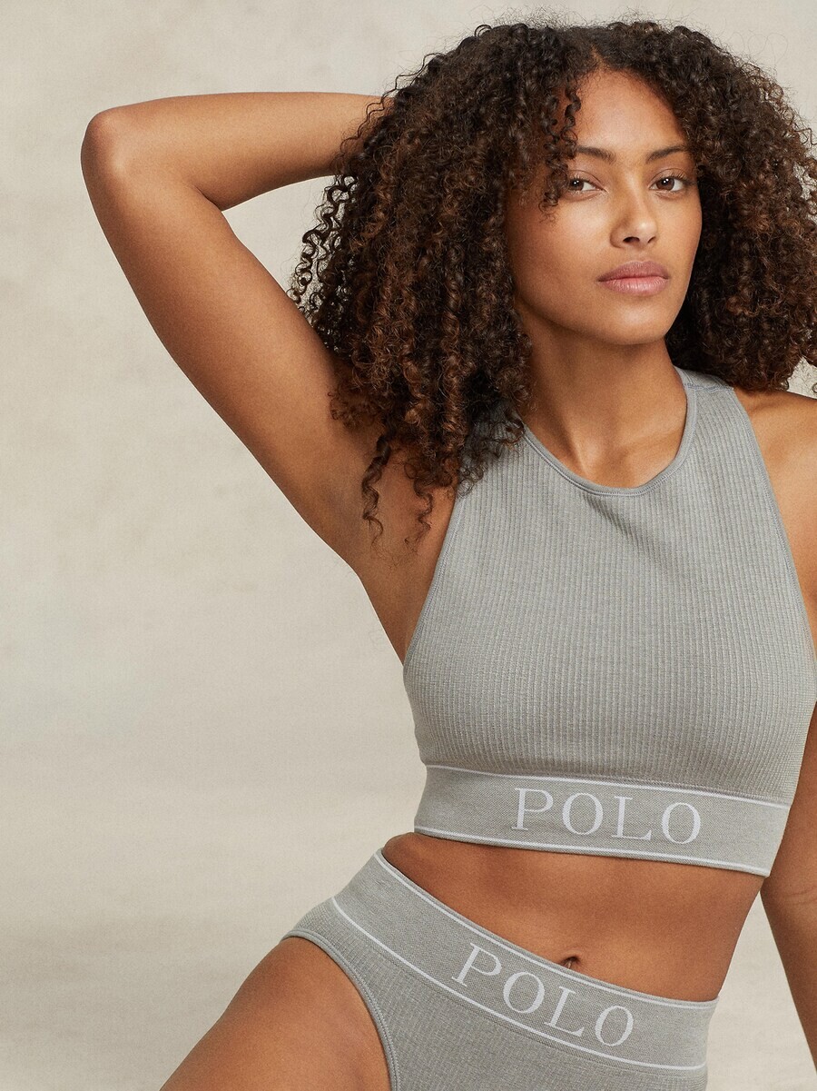 Бюстгальтер Polo Ralph Lauren Bralette Bra Neck Top, серый — фото 4