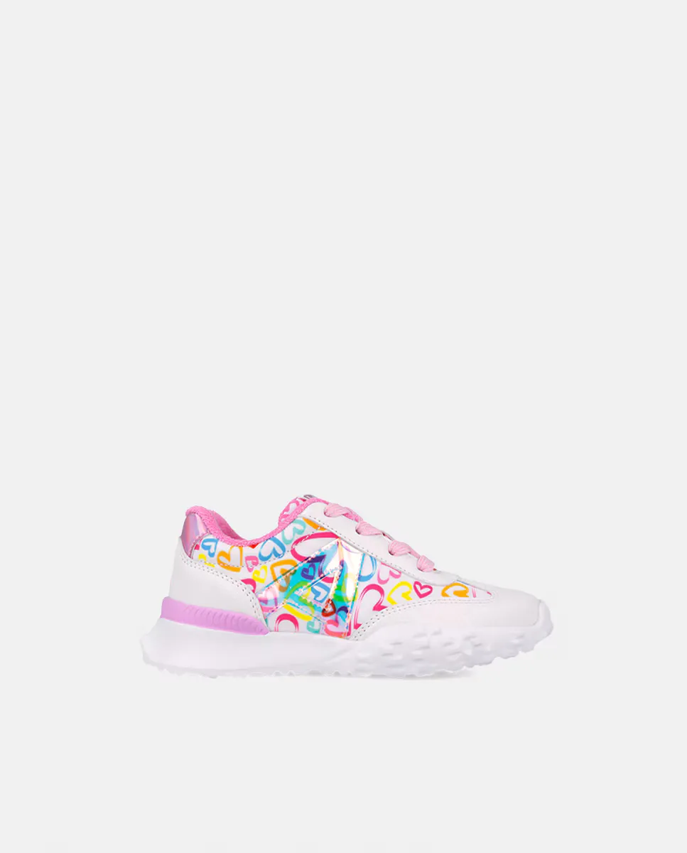 

Кроссовки цвета фуксии с принтом для девочек Agatha Ruiz de la Prada, белый