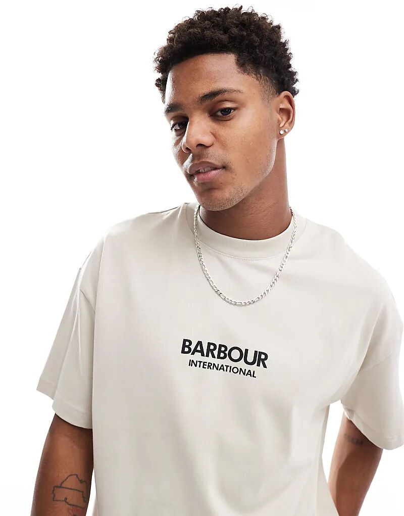 

Футболка Formula oversize в каменном цвете Barbour International